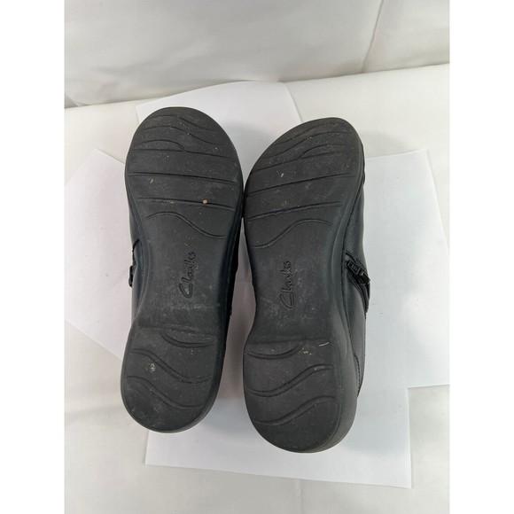 Clarks Channing Essa Womens Sz8.5 Black Leather Loafer Clog Comfort Slip On Shoe - Picture 7 of 8